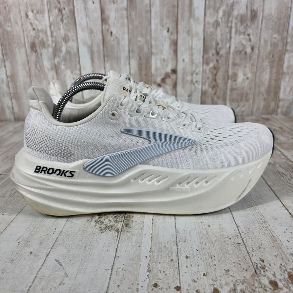 Brooks Glycerin Max Mens 9.5 White Grey Running Shoes DNA Tuned Sneaker